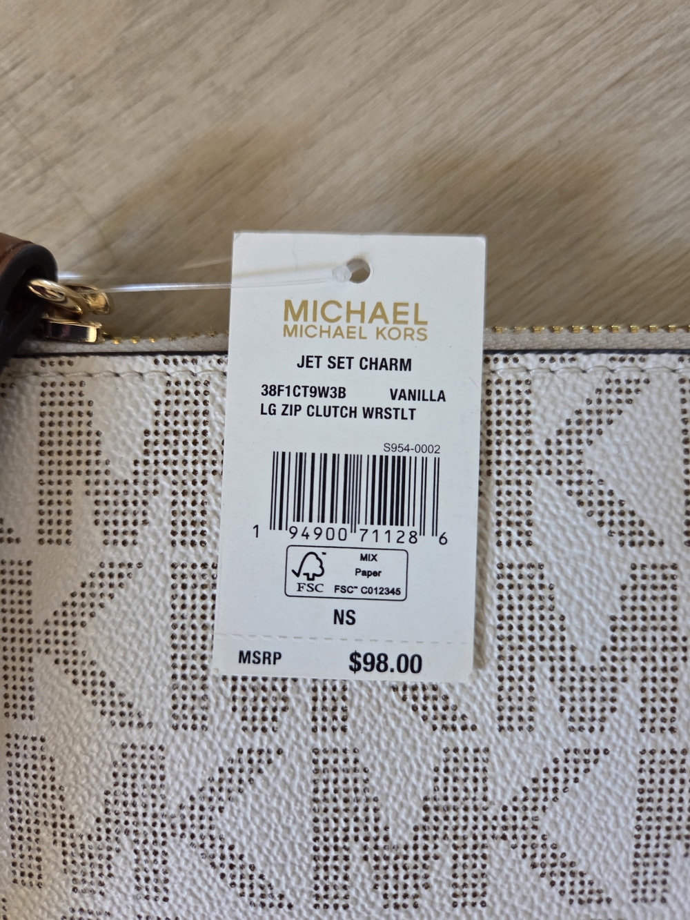 MICHAEL KORS Logo Wristlet in Vanilla/Acorn - Picture 2 of 8